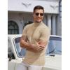 COOFANDY Mens Mock Turtleneck Sweater Short Sleeve Casual Dress Sweater Slim Fit Pullover Basic Knit Tee(Beige)