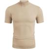COOFANDY Mens Mock Turtleneck Sweater Short Sleeve Casual Dress Sweater Slim Fit Pullover Basic Knit Tee(Beige)