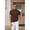 COOFANDY Mens Mock Turtleneck Sweater Short Sleeve Casual Dress Sweater Slim Fit Pullover Basic Knit Tee(Brown)