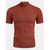 COOFANDY Mens Mock Turtleneck Sweater Short Sleeve Casual Dress Sweater Slim Fit Pullover Basic Knit Tee(Caramel)