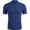 COOFANDY Mens Mock Turtleneck Sweater Short Sleeve Casual Dress Sweater Slim Fit Pullover Basic Knit Tee(Dark Blue)