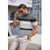 COOFANDY Mens Mock Turtleneck Sweater Short Sleeve Casual Dress Sweater Slim Fit Pullover Basic Knit Tee(Gray Stripe)
