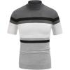 COOFANDY Mens Mock Turtleneck Sweater Short Sleeve Casual Dress Sweater Slim Fit Pullover Basic Knit Tee(Gray Stripe)