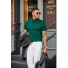 COOFANDY Mens Mock Turtleneck Sweater Short Sleeve Casual Dress Sweater Slim Fit Pullover Basic Knit Tee(Green)
