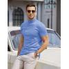 COOFANDY Mens Mock Turtleneck Sweater Short Sleeve Casual Dress Sweater Slim Fit Pullover Basic Knit Tee(Light Blue)