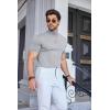 COOFANDY Mens Mock Turtleneck Sweater Short Sleeve Casual Dress Sweater Slim Fit Pullover Basic Knit Tee(Light Grey)