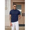 COOFANDY Mens Mock Turtleneck Sweater Short Sleeve Casual Dress Sweater Slim Fit Pullover Basic Knit Tee(Navy Blue)