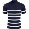 COOFANDY Mens Mock Turtleneck Sweater Short Sleeve Casual Dress Sweater Slim Fit Pullover Basic Knit Tee(Navy Stripe)