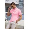 COOFANDY Mens Mock Turtleneck Sweater Short Sleeve Casual Dress Sweater Slim Fit Pullover Basic Knit Tee(Pink)