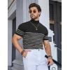 COOFANDY Mens Mock Turtleneck Sweater Short Sleeve Casual Dress Sweater Slim Fit Pullover Basic Knit Tee(Striped Black & White)