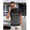 COOFANDY Mens Mock Turtleneck Sweater Short Sleeve Casual Dress Sweater Slim Fit Pullover Basic Knit Tee(Striped Black & White)
