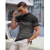 COOFANDY Mens Mock Turtleneck Sweater Short Sleeve Casual Dress Sweater Slim Fit Pullover Basic Knit Tee(Striped Black & White)