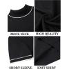 COOFANDY Mens Mock Turtleneck Sweater Short Sleeve Casual Dress Sweater Slim Fit Pullover Basic Knit Tee(Striped Black)