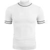 COOFANDY Mens Mock Turtleneck Sweater Short Sleeve Casual Dress Sweater Slim Fit Pullover Basic Knit Tee(Striped White)
