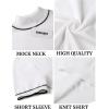 COOFANDY Mens Mock Turtleneck Sweater Short Sleeve Casual Dress Sweater Slim Fit Pullover Basic Knit Tee(Striped White)