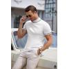 COOFANDY Mens Mock Turtleneck Sweater Short Sleeve Casual Dress Sweater Slim Fit Pullover Basic Knit Tee(Striped White)