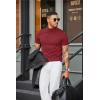 COOFANDY Mens Mock Turtleneck Sweater Short Sleeve Casual Dress Sweater Slim Fit Pullover Basic Knit Tee(Wine Red)