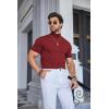 COOFANDY Mens Mock Turtleneck Sweater Short Sleeve Casual Dress Sweater Slim Fit Pullover Basic Knit Tee(Wine Red)
