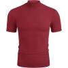COOFANDY Mens Mock Turtleneck Sweater Short Sleeve Casual Dress Sweater Slim Fit Pullover Basic Knit Tee(Wine Red)