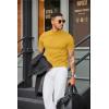 COOFANDY Mens Mock Turtleneck Sweater Short Sleeve Casual Dress Sweater Slim Fit Pullover Basic Knit Tee(Yellow)
