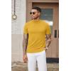 COOFANDY Mens Mock Turtleneck Sweater Short Sleeve Casual Dress Sweater Slim Fit Pullover Basic Knit Tee(Yellow)