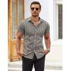 COOFANDY Men’s Muscle Fit Dress Shirts Wrinkle-Free Short Sleeve Casual Button Down Shirt(3d Blocks)