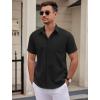 COOFANDY Men’s Muscle Fit Dress Shirts Wrinkle-Free Short Sleeve Casual Button Down Shirt(A-black)