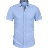 COOFANDY Men’s Muscle Fit Dress Shirts Wrinkle-Free Short Sleeve Casual Button Down Shirt(Angel Falls)