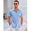 COOFANDY Men’s Muscle Fit Dress Shirts Wrinkle-Free Short Sleeve Casual Button Down Shirt(Angel Falls)