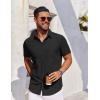 COOFANDY Men’s Muscle Fit Dress Shirts Wrinkle-Free Short Sleeve Casual Button Down Shirt(B-black)