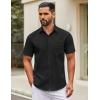 COOFANDY Men’s Muscle Fit Dress Shirts Wrinkle-Free Short Sleeve Casual Button Down Shirt(Black)