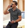 COOFANDY Men’s Muscle Fit Dress Shirts Wrinkle-Free Short Sleeve Casual Button Down Shirt(Black-texture)