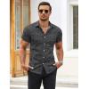 COOFANDY Men’s Muscle Fit Dress Shirts Wrinkle-Free Short Sleeve Casual Button Down Shirt(Black-texture)