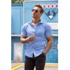 COOFANDY Men’s Muscle Fit Dress Shirts Wrinkle-Free Short Sleeve Casual Button Down Shirt(Blue)