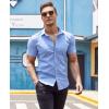 COOFANDY Men’s Muscle Fit Dress Shirts Wrinkle-Free Short Sleeve Casual Button Down Shirt(Blue)