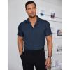 COOFANDY Men’s Muscle Fit Dress Shirts Wrinkle-Free Short Sleeve Casual Button Down Shirt(Blue Violet)