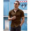 COOFANDY Men’s Muscle Fit Dress Shirts Wrinkle-Free Short Sleeve Casual Button Down Shirt(Brown)
