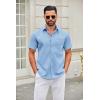 COOFANDY Men’s Muscle Fit Dress Shirts Wrinkle-Free Short Sleeve Casual Button Down Shirt(Clear Blue)