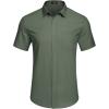 COOFANDY Men’s Muscle Fit Dress Shirts Wrinkle-Free Short Sleeve Casual Button Down Shirt(Dark Army Green)