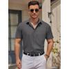 COOFANDY Men’s Muscle Fit Dress Shirts Wrinkle-Free Short Sleeve Casual Button Down Shirt(Dark Gray)