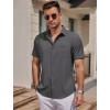 COOFANDY Men’s Muscle Fit Dress Shirts Wrinkle-Free Short Sleeve Casual Button Down Shirt(Dark Gray)
