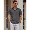 COOFANDY Men’s Muscle Fit Dress Shirts Wrinkle-Free Short Sleeve Casual Button Down Shirt(Dark Gray)