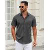 COOFANDY Men’s Muscle Fit Dress Shirts Wrinkle-Free Short Sleeve Casual Button Down Shirt(Dark Grey)