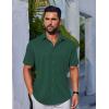 COOFANDY Men’s Muscle Fit Dress Shirts Wrinkle-Free Short Sleeve Casual Button Down Shirt(Evergreen)