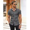 COOFANDY Men’s Muscle Fit Dress Shirts Wrinkle-Free Short Sleeve Casual Button Down Shirt(Floral Black-2)