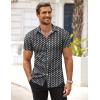 COOFANDY Men’s Muscle Fit Dress Shirts Wrinkle-Free Short Sleeve Casual Button Down Shirt(Floral Black-2)