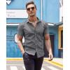 COOFANDY Men’s Muscle Fit Dress Shirts Wrinkle-Free Short Sleeve Casual Button Down Shirt(Grey)