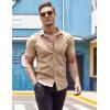 COOFANDY Men’s Muscle Fit Dress Shirts Wrinkle-Free Short Sleeve Casual Button Down Shirt(Khaki)
