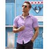 COOFANDY Men’s Muscle Fit Dress Shirts Wrinkle-Free Short Sleeve Casual Button Down Shirt(Lavender)