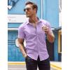 COOFANDY Men’s Muscle Fit Dress Shirts Wrinkle-Free Short Sleeve Casual Button Down Shirt(Lavender)